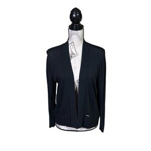 Calvin Klein M Classic Black Cardigan With Open Knit Sleeve Strip